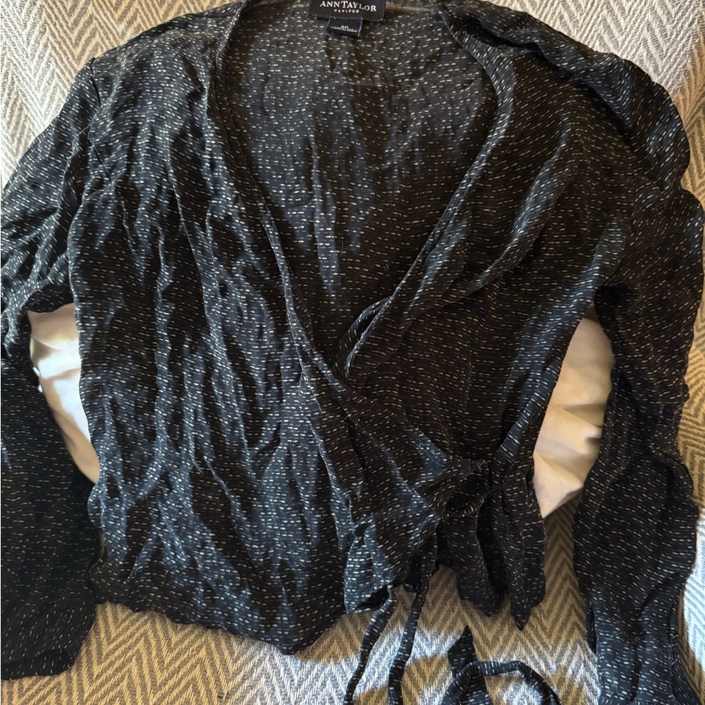 Ann Taylor Black Cable Knit Cardigan Sweater